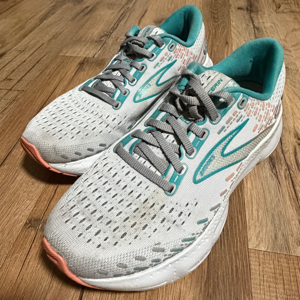 Brooks Glycerin 20 Womens Running Shoes White Grey Teal 1203691B061 Size 8 B